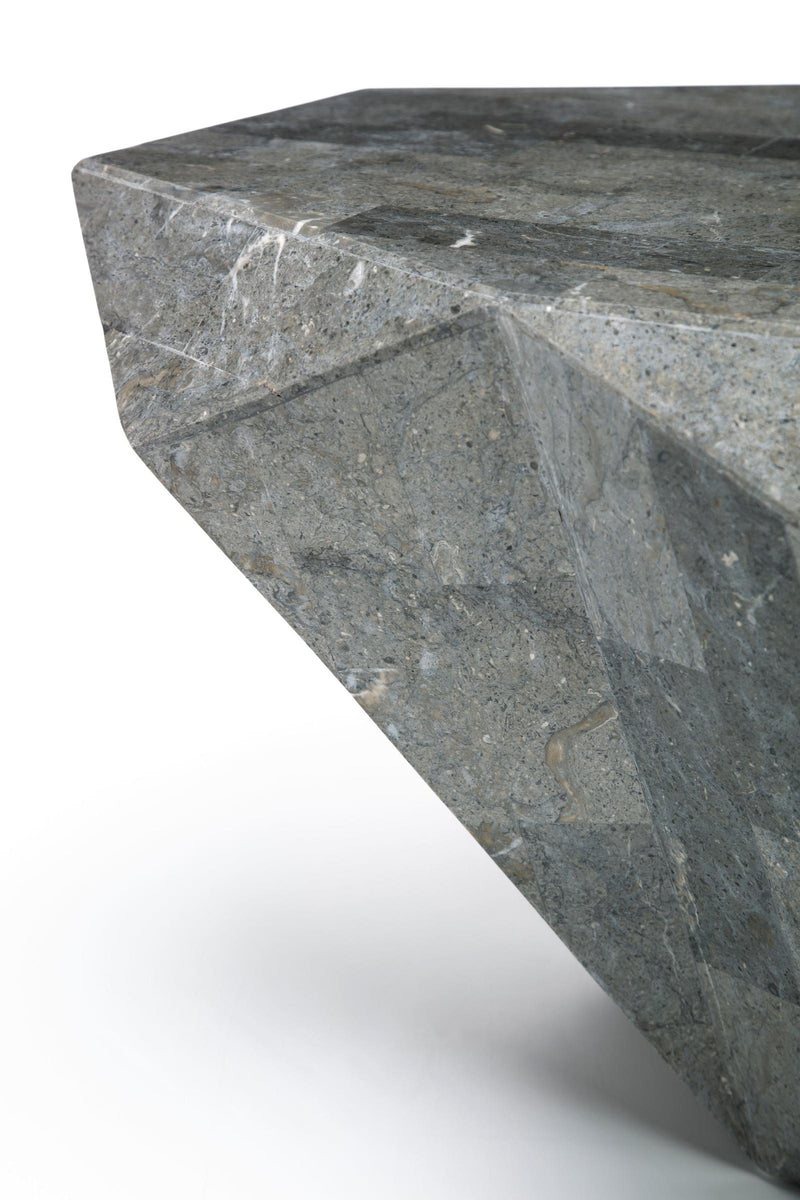 Tavolino da Soggiorno 120x70x40 cm in Pietra Fossile Diamond medium Grigio-2