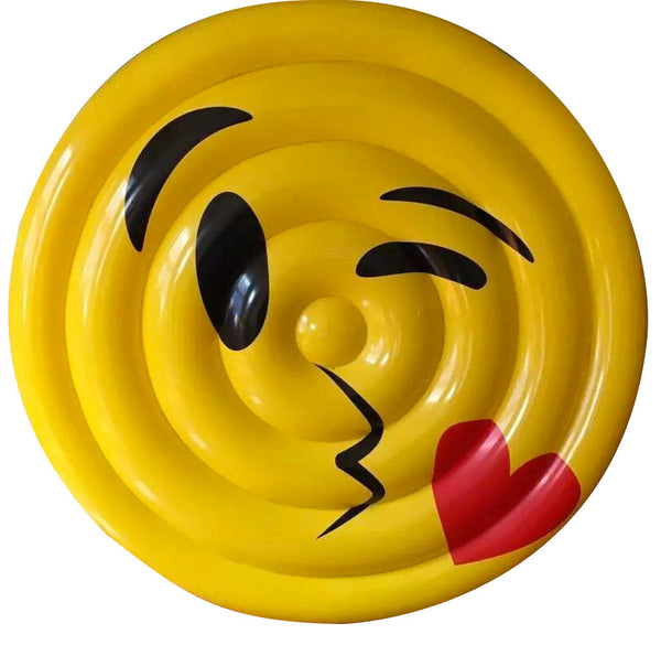 Matelas gonflable Ø150 cm en PVC en forme d'Emoji Ranieri Face Bassin Jaune sconto