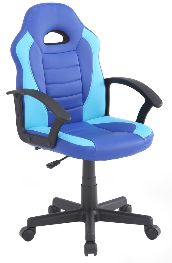 prezzo Chaise gamer ergonomique pour enfant 55x56x99,5 cm en simili cuir bleu et bleu clair