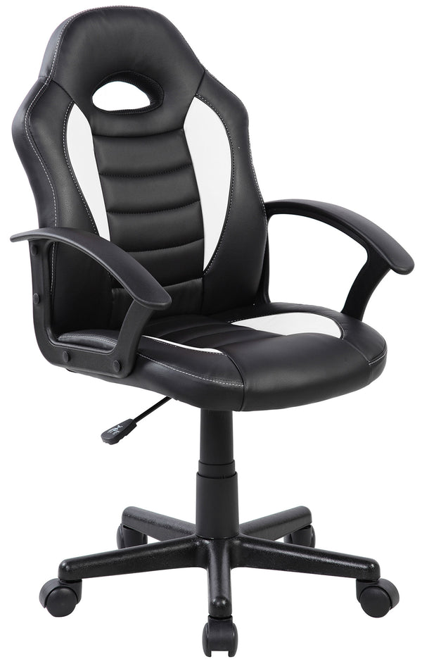 prezzo Chaise de jeu ergonomique pour enfant 55x56x99,5 cm en simili cuir noir et blanc