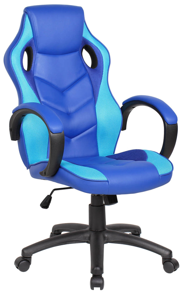 online Chaise Gaming Ergonomique 61x66x116 cm en Similicuir Bleu et Bleu Clair
