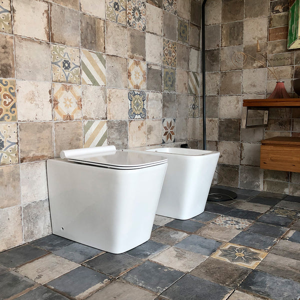 online Paire de WC et Bidet en Céramique Dos au Mur 36,5x56,5x41cm Blanc