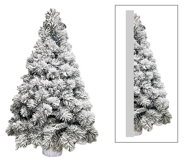 sconto Panier Sapin de Noël Artificiel Blanc Mur Couvert de Neige Différentes Tailles