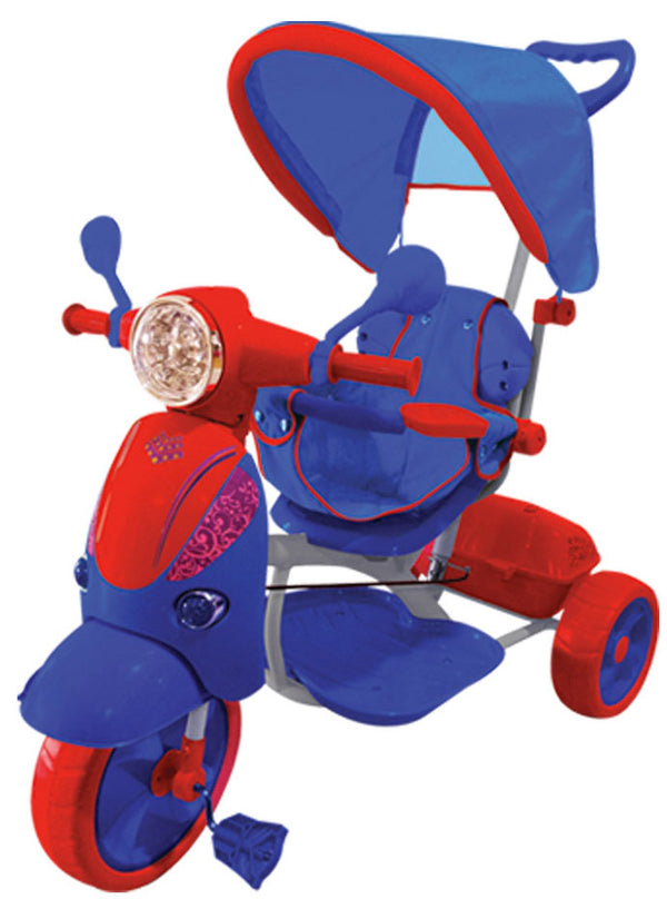 online Kidfun Tricycle à pousser classique rouge et bleu avec siège enfant réversible
