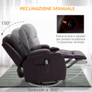 Poltrona Relax Massaggiante a 8 Punti 85x94x104 cm Reclinabile con Telecomando in Similpelle Marrone-6