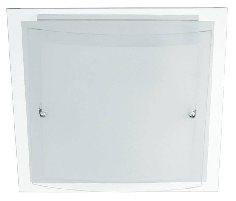Plafoniera Quadrata Doppio Vetro Bianco Satinato Bordo Trasparente Moderna E27 Ambiente I-061228-1-1