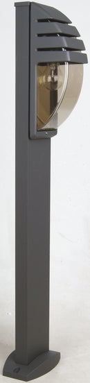 Paletto Alluminio Antracite Diffusore Policarbonato Oscurato Giardino Esterno E27 Intec I-11836R-1
