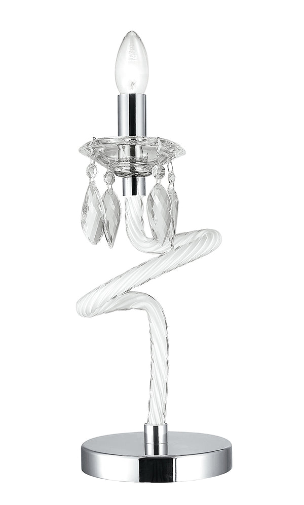 acquista Lampe de table en verre blanc décoré de gouttes de cristal K9 classiques E14 Environnement I-ATELIER/L1