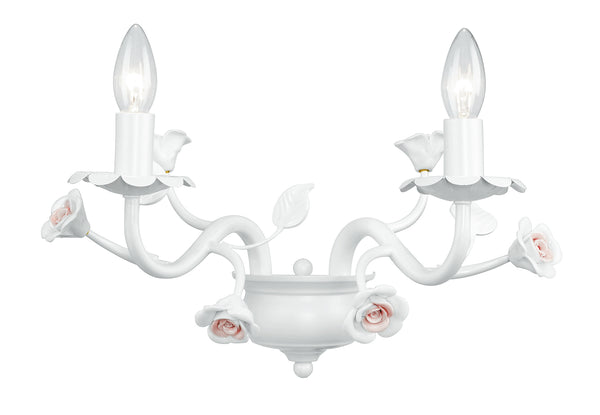 acquista Applique Rose Céramique Métal Blanc Lampe Classique E14 Environnement I-CUPIDO/AP2