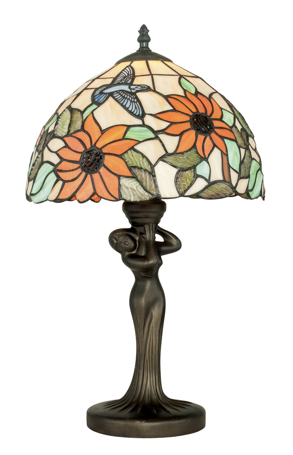 sconto Lampe de Table Florale Classique Verre Coloré Métal E27 Ambiance I-DAFNE-LG1