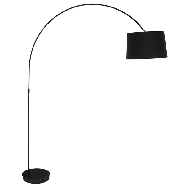 Lampe Arc Abat-Jour Tissu Noir Métal Noir Lampadaires Modernes E27 sconto