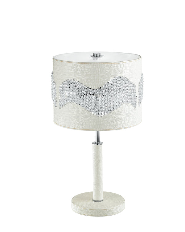 acquista Lampe de table moderne K9 Crystal Band Lampe de table en similicuir blanc Intérieur E27 Environnement I-ECLIPSE / L1