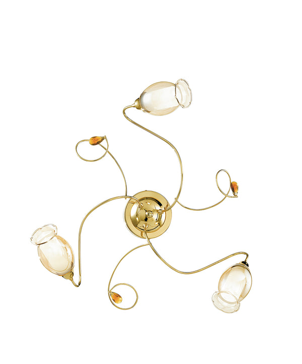 Plafonnier doré avec diffuseurs floraux, décoration cristal K9, plafond, applique, lampe classique E14 online