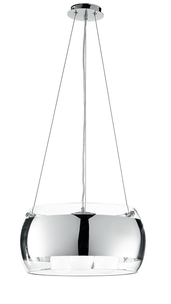 prezzo Lustre circulaire en verre transparent avec bande chromée moderne E27