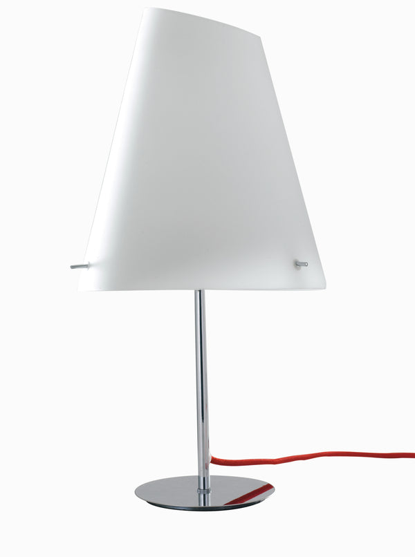 sconto Lampe de Table Verre Opale Métal Chrome Câble Rouge Intérieur Moderne E27 Environnement I-ERMES-LG1