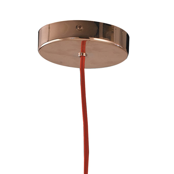 acquista Suspension Cercle Métal Or Rose Câble Rouge Lustre Moderne E27
