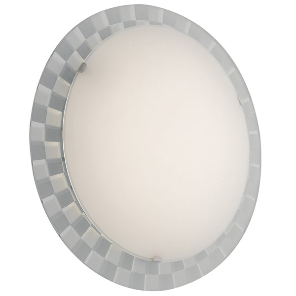 prezzo Plafonnier rond à cadre en damier, verre blanc, intérieur moderne, LED, lumière naturelle 24 watts