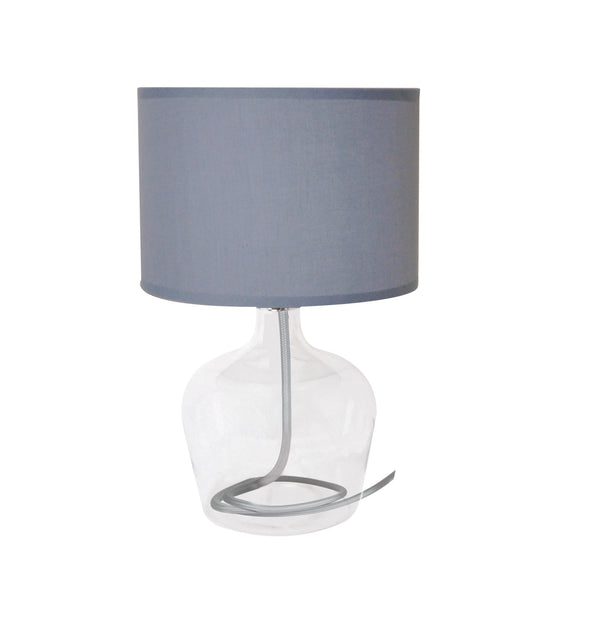 Abat-jour Lume Tige en tissu gris Lampe de table en verre transparent E27 Environnement I-HENDRIX-L GRI sconto