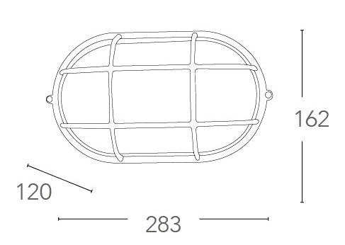 Plafoniera Ovale Bianca con Griglia Alluminio Esterno E27 Intec I-IBIZA-LP-3