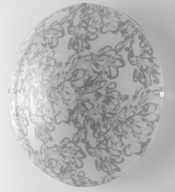 acquista Plafonnier rond moderne en verre dépoli avec décoration de fleurs gris tourterelle Led 28 watts lumière naturelle