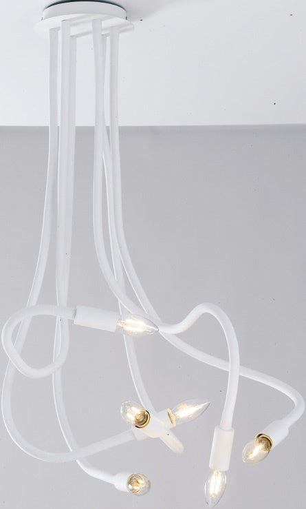 Plafonnier 6 lumières Flexible Métal Silicone Blanc Plafond Moderne E14 acquista