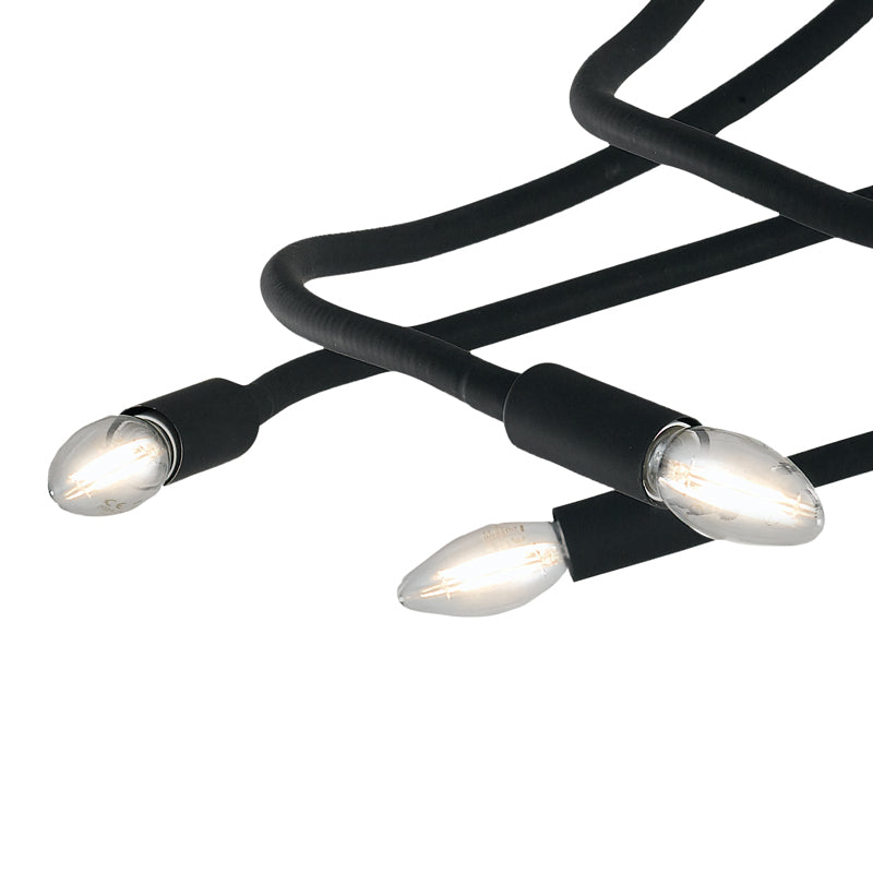 Plafoniera Flessibile 6 luci Metallo Silicone Nero Lampada Moderna E14 Ambiente I-LOVER-6-3