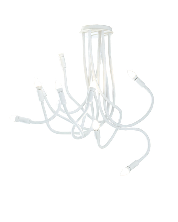 Plafonnier à neuf lumières en métal blanc et silicone, plafonnier flexible moderne E14 acquista