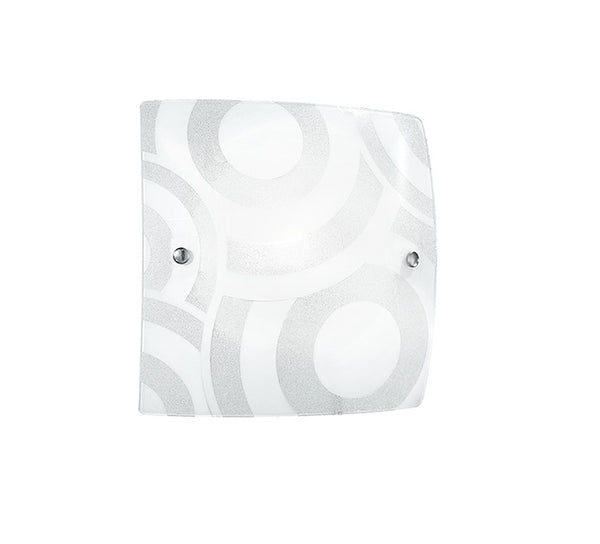 prezzo Plafonnier carré en verre grainé à décor de cercles blancs.Lampe moderne E27