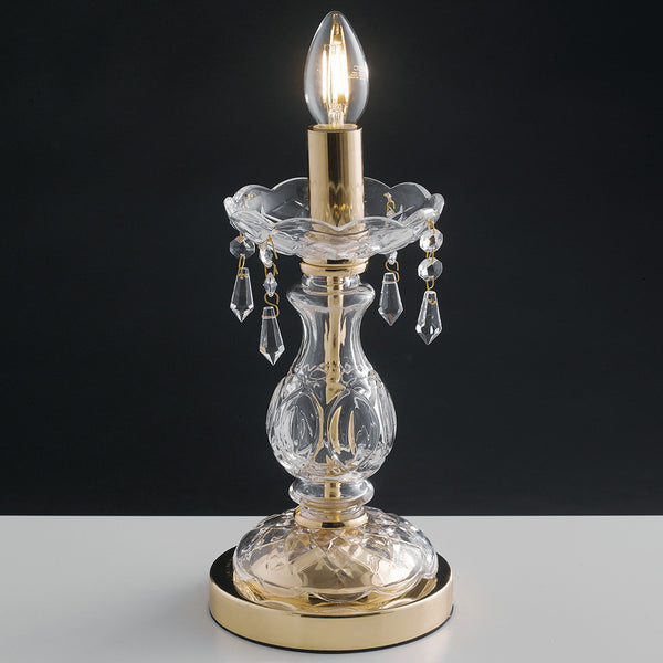 prezzo Lampe de table finition dorée gouttes de verre cristaux K9 lampe de table classique E14