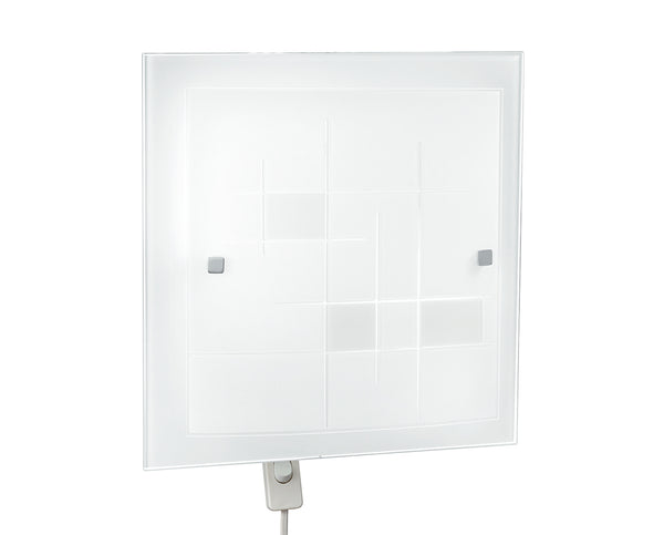 prezzo Plafonnier carré en verre blanc avec décoration de tableaux classiques, plafond, mur, E27