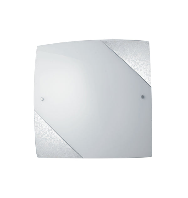 Plafonnier carré en verre blanc décor argenté pour plafond et applique E27 acquista