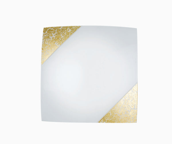 Plafonnier à décoration dorée et verre blanc.Lampe moderne E27 acquista