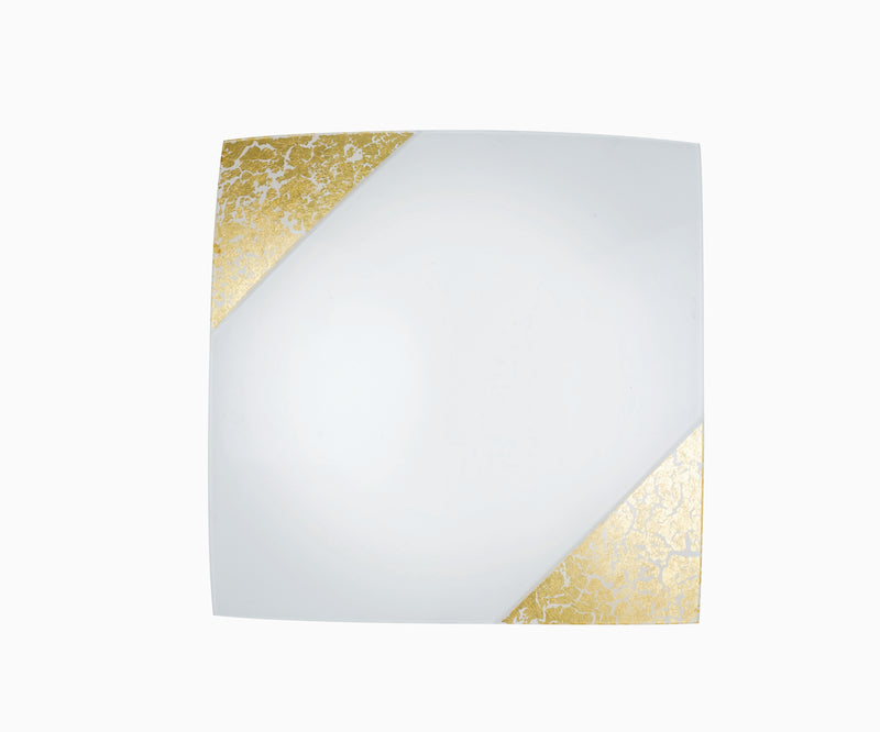 Plafoniera Decoro Oro Vetro Bianco Quadrata Lampada Moderna E27 Ambiente I-PARIS/4040-1