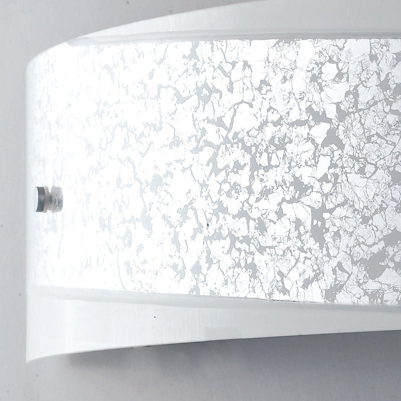 Applique Rettangolare Fascia Argento Vetro Bianco Lampada Moderna Interni E27 Ambiente I-PARIS/4512-2