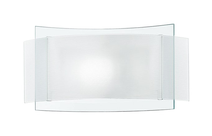 Applique Doppio Vetro Trasparente e Bianco Rigato Lampada da Parete Moderna Interno E27 Ambiente I-RIGHE/AP-1