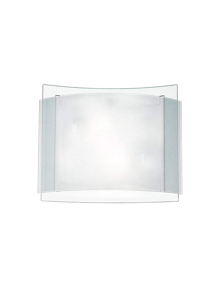 Plafoniera Quadrata Doppio Vetro Bianco Rigato e Trasparente Lampada Moderna E27 Ambiente I-RIGHE/PL30-1