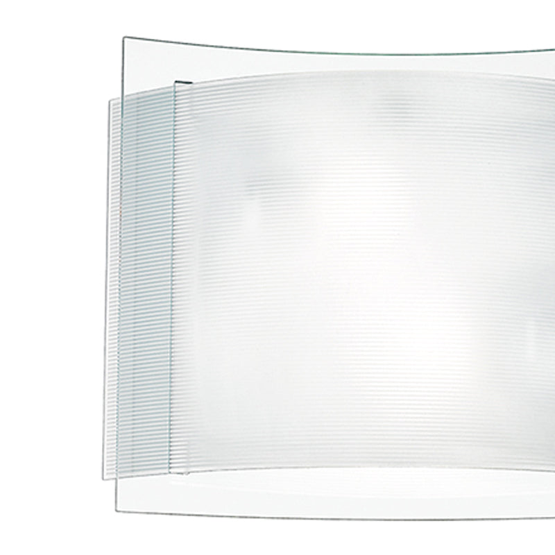 Plafoniera Quadrata Doppio Vetro Bianco Rigato e Trasparente Lampada Moderna E27 Ambiente I-RIGHE/PL30-2