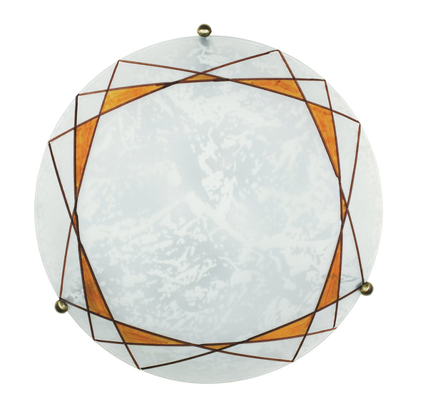 Plafonnier rond en verre dépoli à décoration géométrique classique ambrée E27 acquista