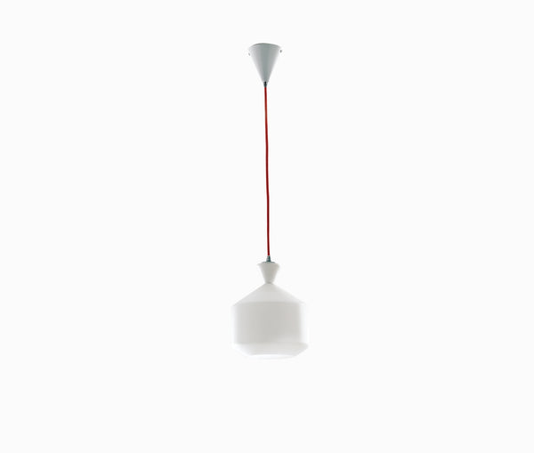 acquista Suspension abat-jour en verre opale câble rouge lustre moderne E27