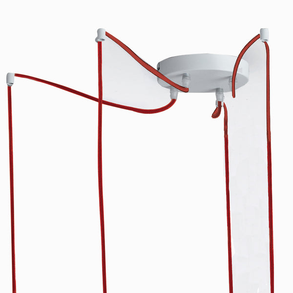 Lustre Moderne à Quatre Suspensions Verre Opale Câble Rouge E27 Environnement I-SUGAR-S4 prezzo