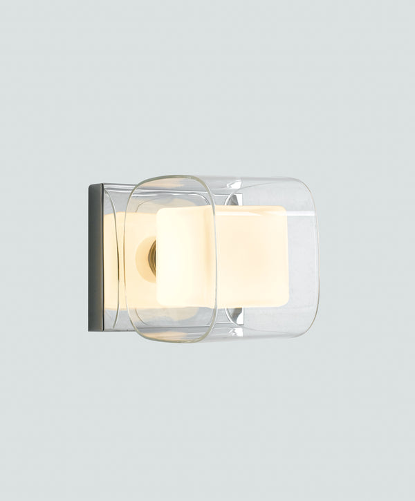 Applique Cubique Métal Chromé Transparent et Verre Blanc Applique Moderne G9 online