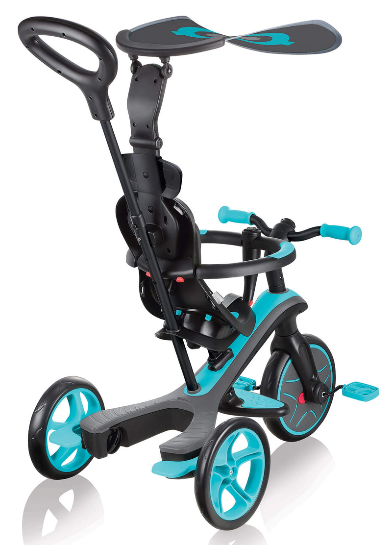 Globber Explorer Trike Poussette tricycle 4 en 1 pour enfants avec poignée  et auvent Turquoise – acquista su Giordano Shop