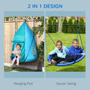 Altalena Tenda da Giardino per Bambini Ø100 cm Corde Regolabili Blu-4