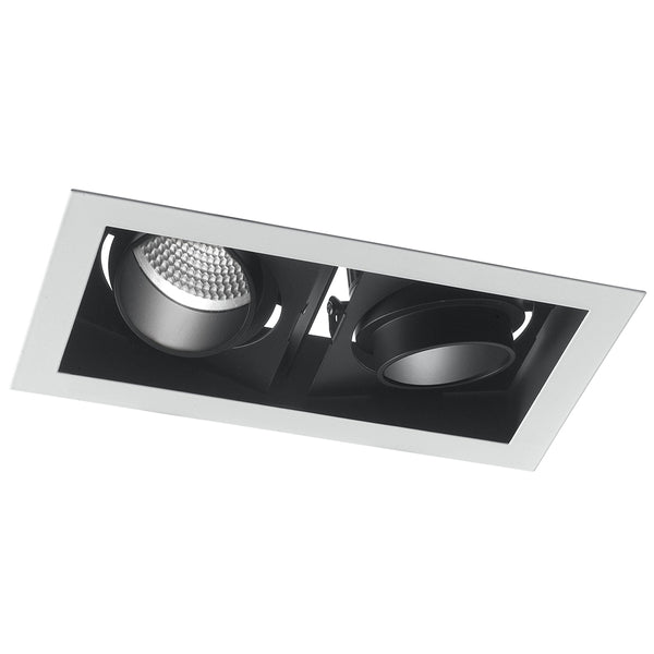 acquista Spot Blanc Noir Deux Lumières Réglables Encastré Faux Plafond Led 40 watts Lumière Chaude Intec INC-APOLLO-2X20C