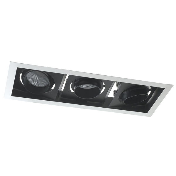 Spot Trois Lumières Réglables Encastré Blanc Noir Faux Plafond Led 60 watts Lumière Chaude Intec INC-APOLLO-3X20C prezzo