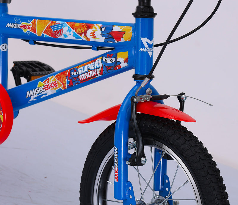 Bicicletta per Bambino 16" 2 Freni V-Brake Magik-Bike Supermagik Blu e Rossa-4
