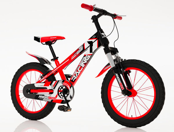 Bicicletta per Bambino 16" con Ammortizzatori Anteriori Magik-Bike Rancing Rossa e Nera online