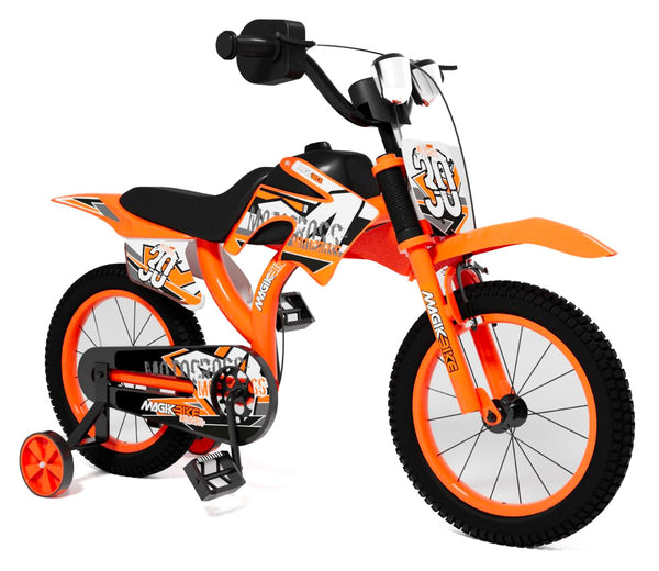 acquista Bicicletta per Bambino 16" 2 Freni Magik-Bike Motocross Arancione