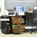 Mobile Ufficio 2 Cassetti e Ripiani 80x40x66 cm in Truciolato Marrone Rustico-5