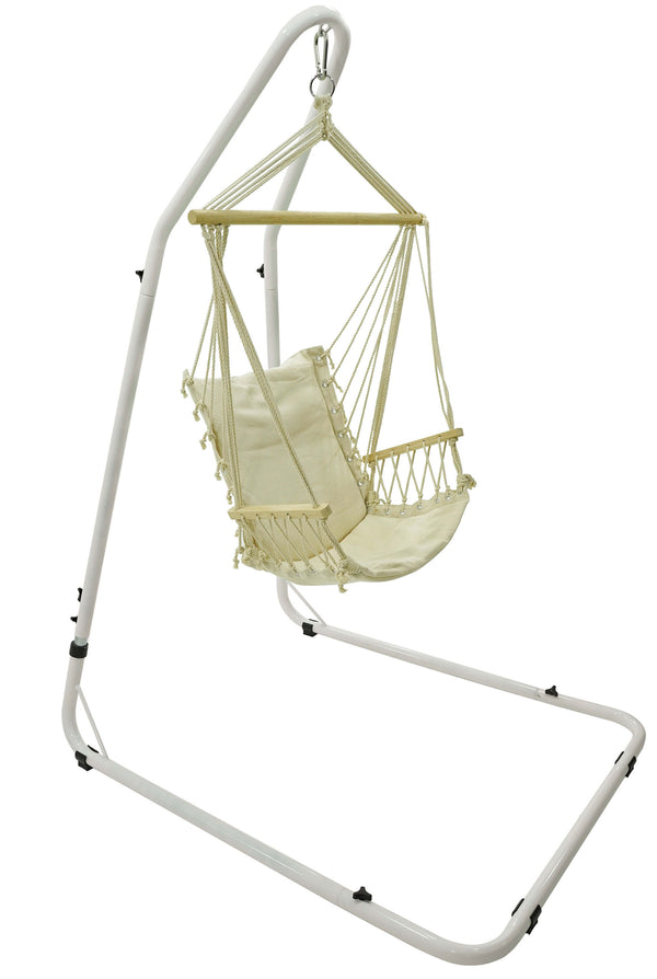 Hamac Chaise Suspendue avec Support 200x145x120 cm Max 120 Kg Narciso Blanc prezzo